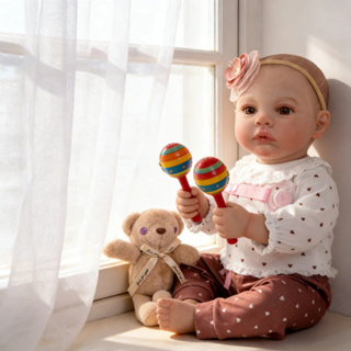 Boneca Bebê Reborn Silicone Realista 48cm Menina Olho Castanho Cabelo Pintado Brastoy em Oferta na Shopee