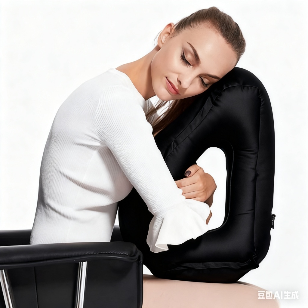 Almofada Travesseiro Apoio Inflável De Cabeça Pescoço Viagem Avião Trem Dormir Confortável 50x35x30cm PVC Preto em Oferta na Shopee