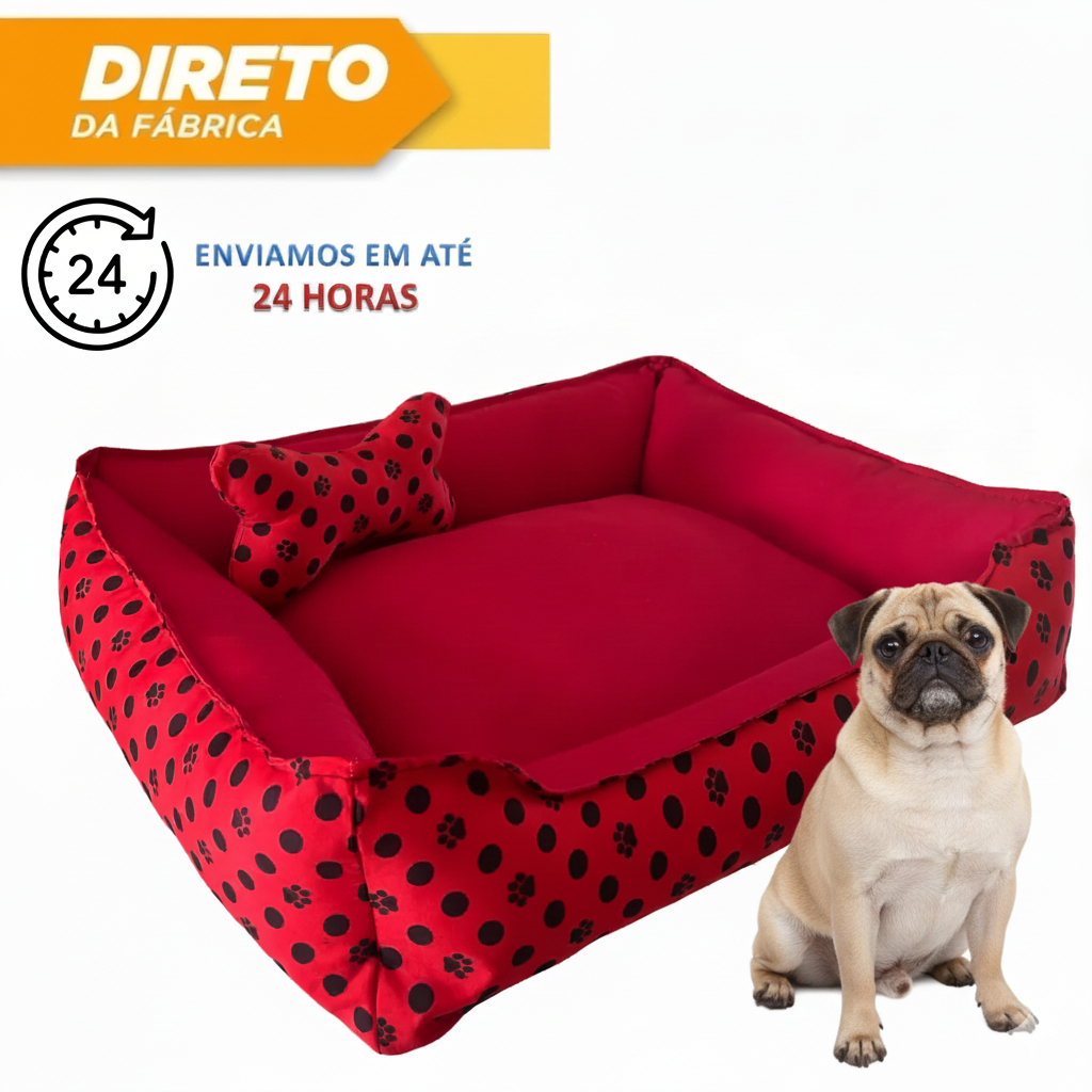 Caminha Pet Pug Rosa Azul Preto Cama Cachorro Médio Porte Confortável Zíper