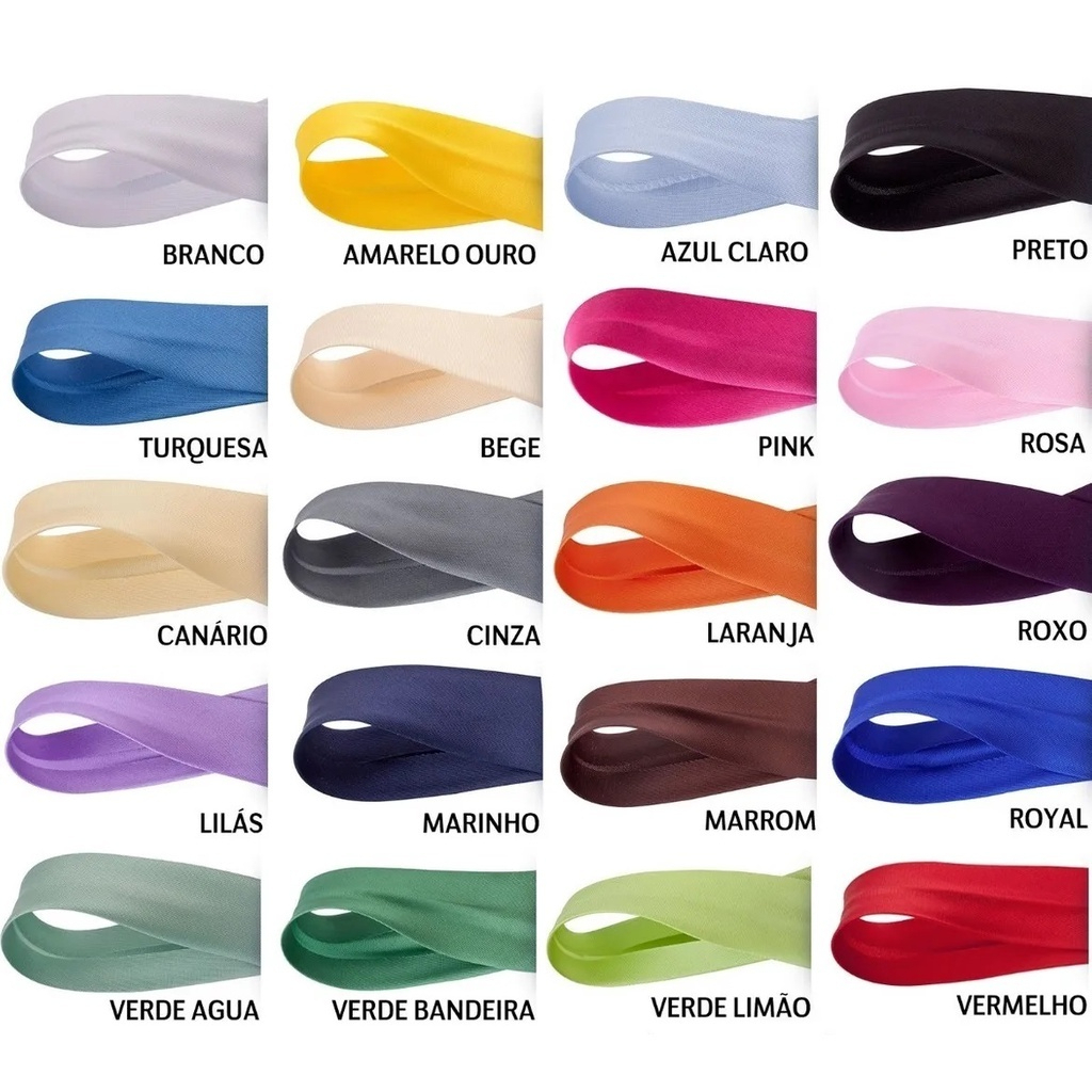 Viés de Cetim Estreito 12mm Cinderela 20m em Oferta na Shopee