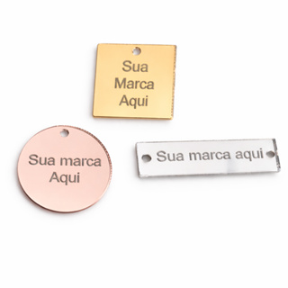 Kit 30 Tag Etiqueta Acrílico Espelhado Personalizada Nome Marca Laser Recorte Furos em Oferta na Shopee
