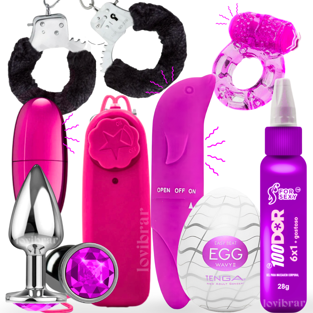 Kit Sex Shop Casal Vibrador Varinha Magica Multivelocidade Algema Plug Inox Anel peniano Ponto G em Oferta na Shopee