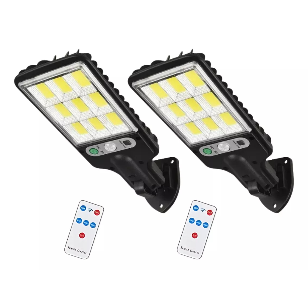 Luminária Solar Parede 108 COB Carregar LED Luz Branco frio Prova D'Água Sensor Presença 3 funções