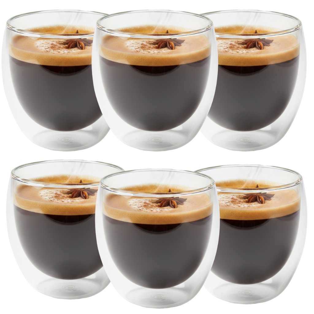 Jogo 2 4 6 Copos Vidro Boro Duplo Café Chá Expresso Chá Capuccino 100ml Parede Dupla Conjunto Kit em Oferta na Shopee