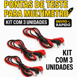 Kit 3 Pontas de Prova 1000V 90° Para Multímetro – Cabos Resistentes 16A em Oferta na Shopee