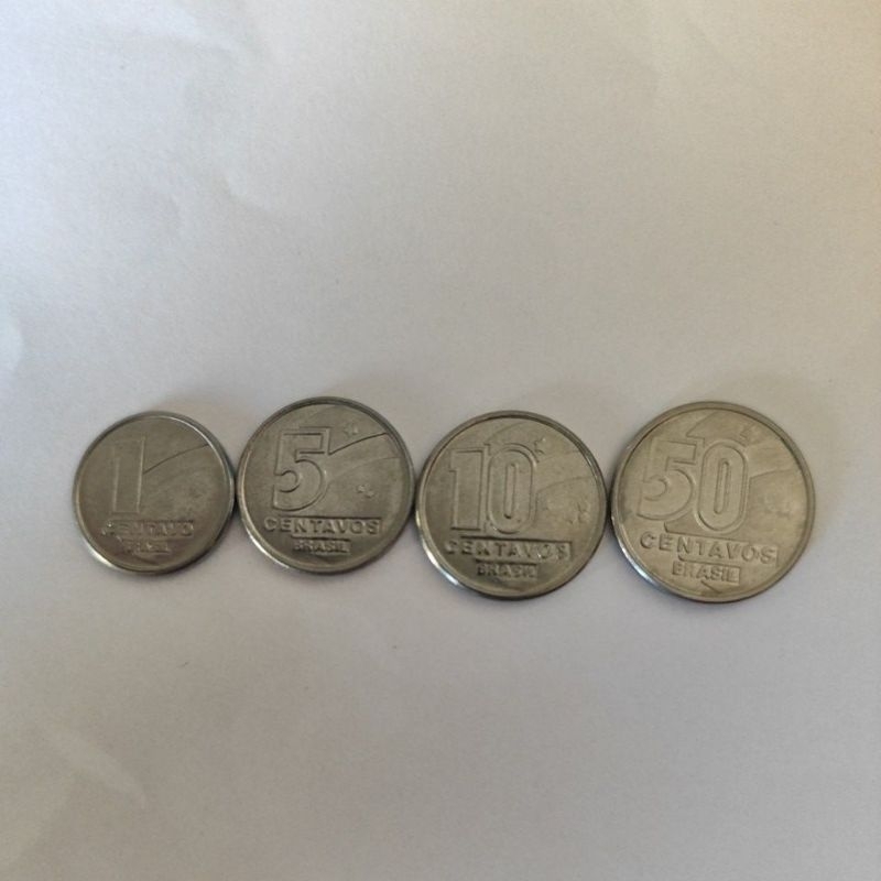 Set 4 Moedas Brasil 1989 - Cruzado Novo (1, 5, 10, 50 Centavos) - moeda antigas