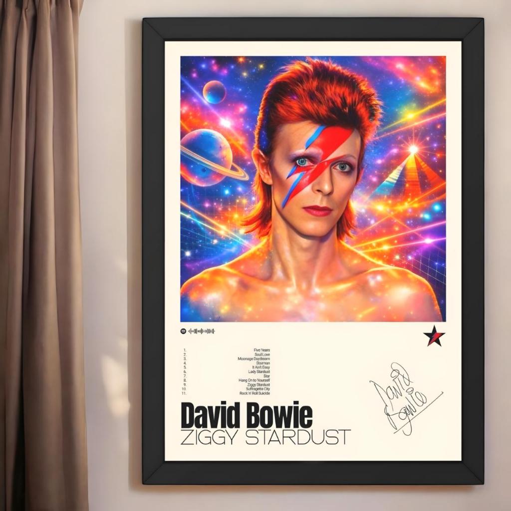 Quadro Decorativo David Bowie/Ziggy Stardust – Estilo Retrô | Arte para Sala, Quarto e Escritório