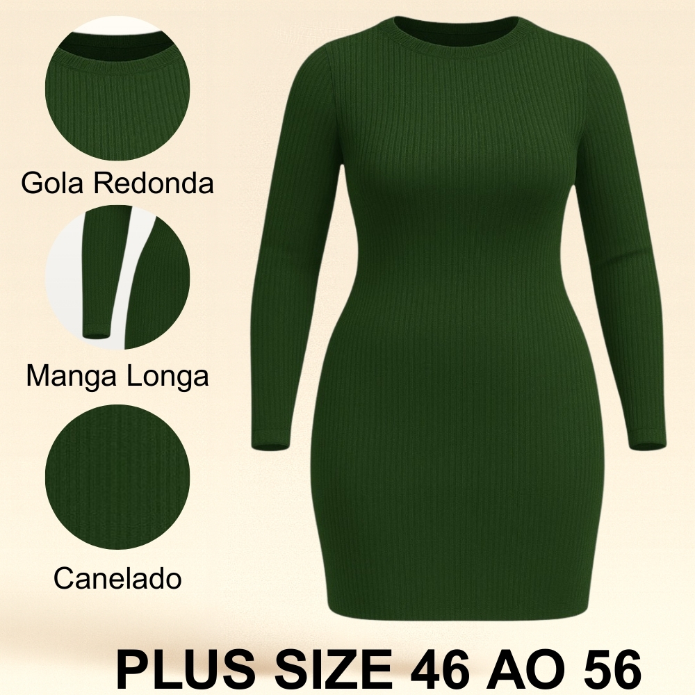 Vestido Básico Plus Size Curto Verde Barato Promoção Liquidação Oferta Queima de estoque