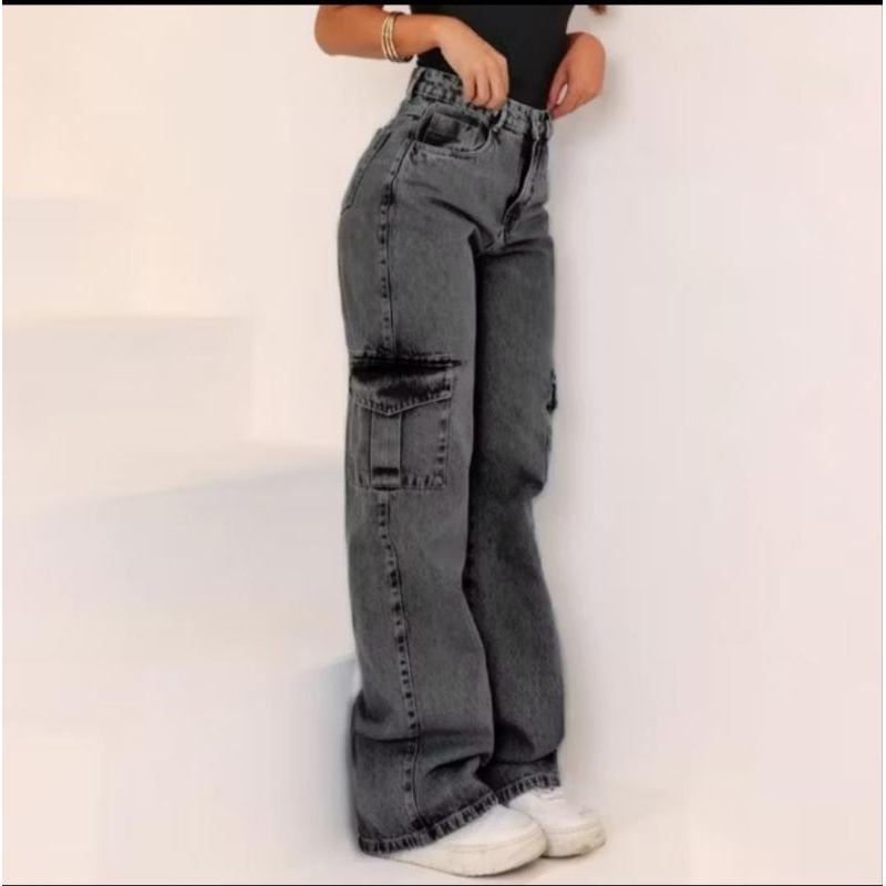 calça jeans feminina Wide leg Marmorizada Pantalona  boca larga cintura alta premium