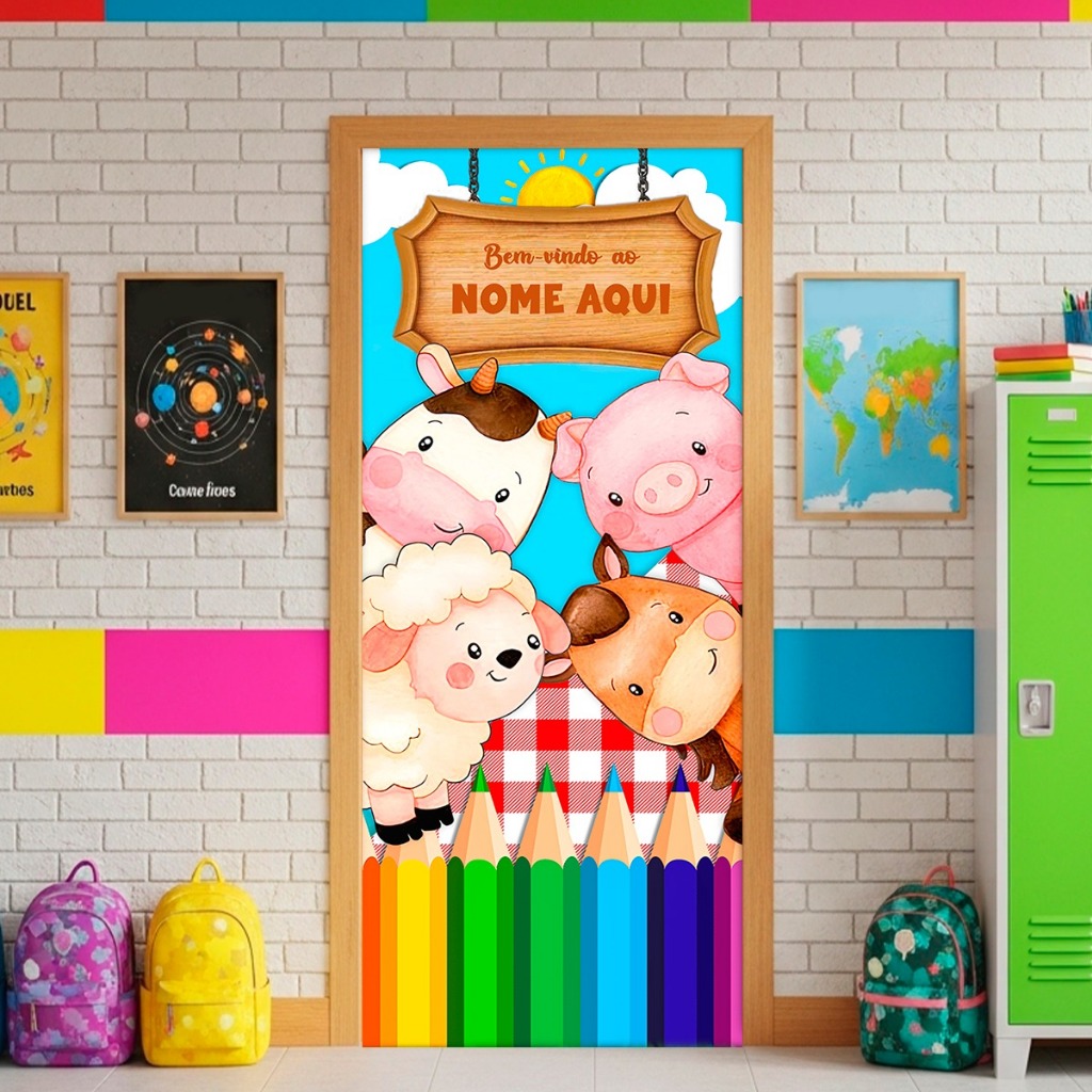 Capa de Porta Escolar Volta às Aulas Seu Nome Personalizada 0,85 x 2,10 Mt em Oferta na Shopee