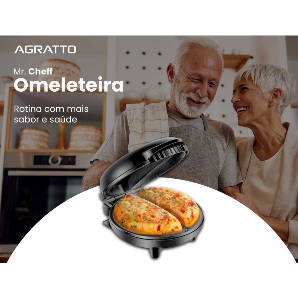 Omeleteira Elétrica Mr. Cheff Antiaderente Redonda Inox 800w 127v Agratto
