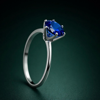 Anel Solitário Pedra Azul Em Prata 925 em Oferta na Shopee