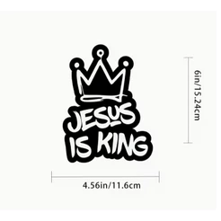 Adesivo Jesus Is King Preto e Branco Para Carro e Moto Vinil Premium AD1194 5F4V89AWFE4F9F