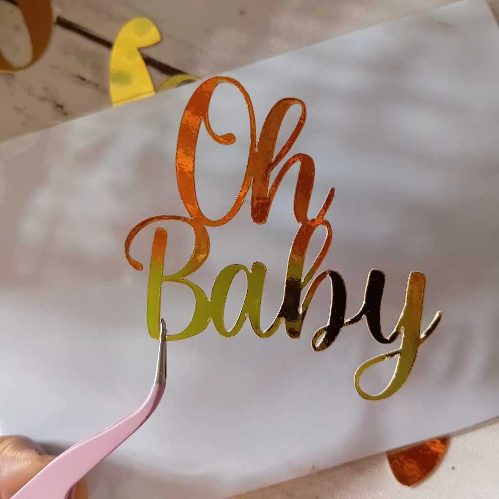 Kit com 10 Apliques para Chá Revelação Lamicote Oh Baby | 6 cm ou 10 cm | Chá de Fraldas Chá de Bebê