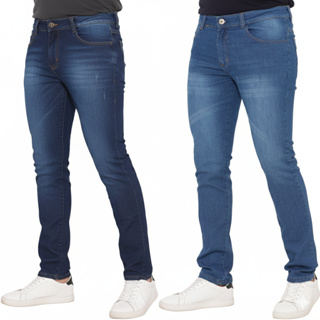 Kit 2 Calças Jeans Masculina Skinny Lycra Tamanho Grande Plus Size em Oferta na Shopee