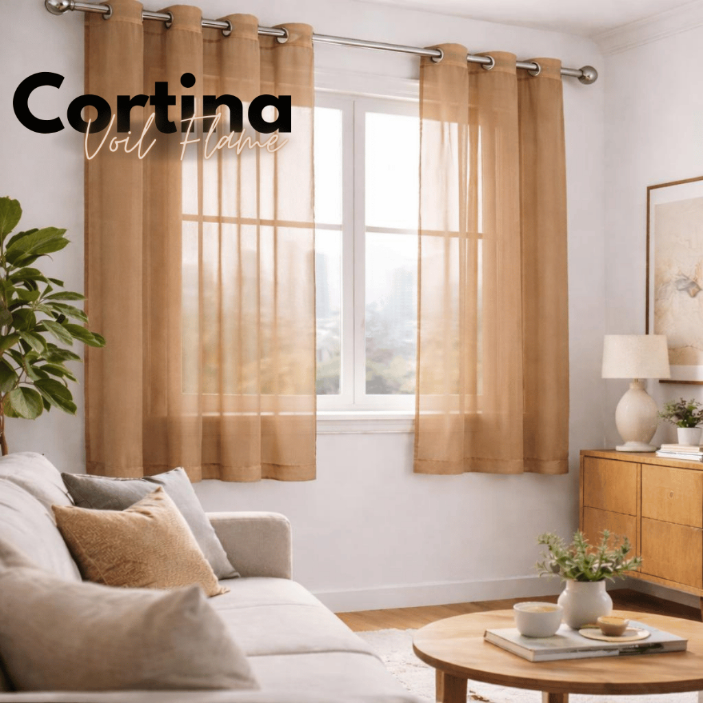 Cortina Voil Janela 3 Metros Cozinha Sala Quarto Tecido Flame Texturizado A Altura Você Escolhe