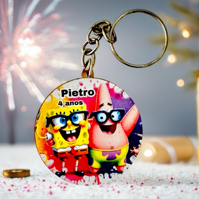 Kit Chaveiro PERSONALIZADO ADESIVADO BOB ESPONJA, para aniversário, decoração, festa, lembrancinhas