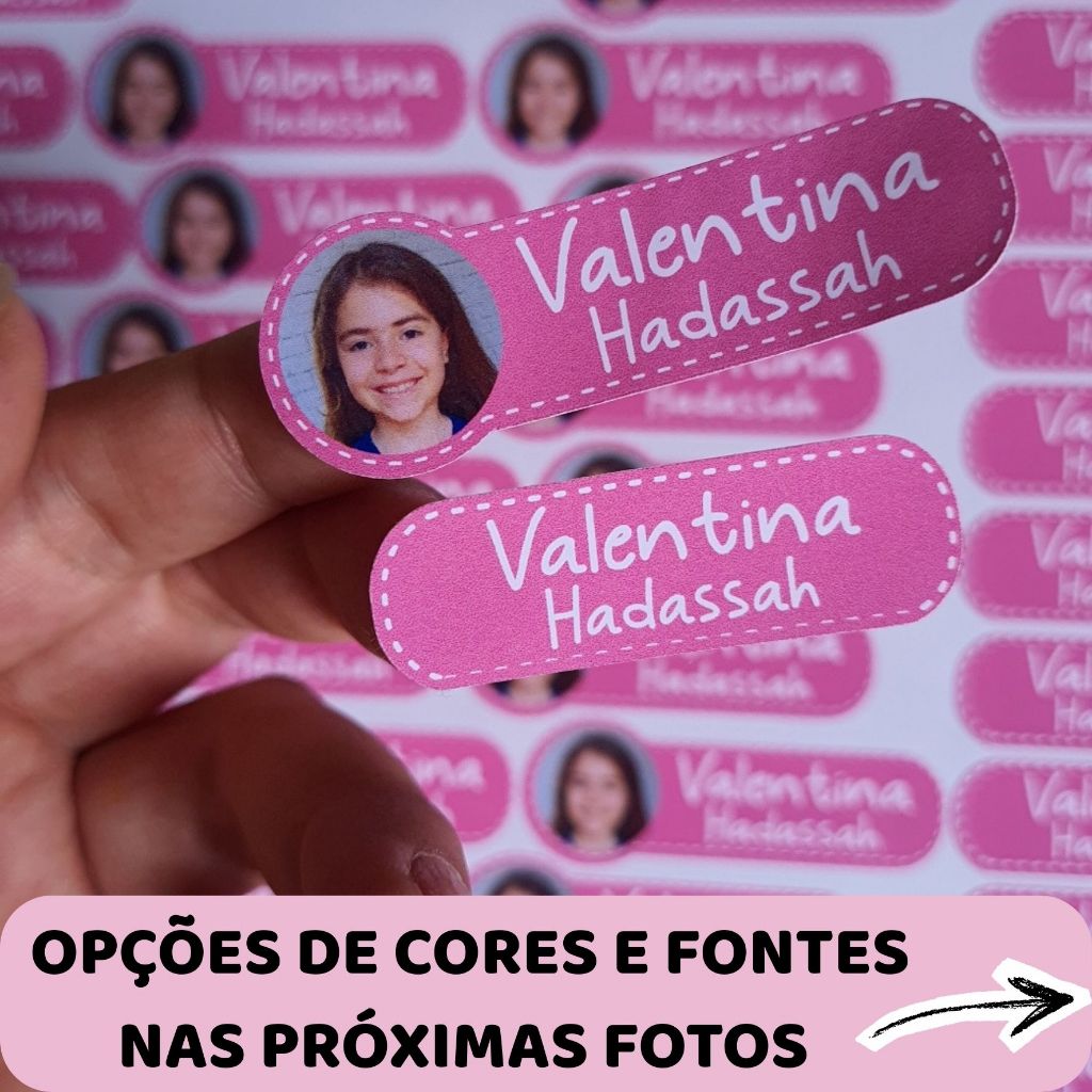 100un Etiquetas Escolares com foto/Adesivo com rostinho/material escolar/resistente a agua/NÃO LAVÁVEL em Oferta na Shopee