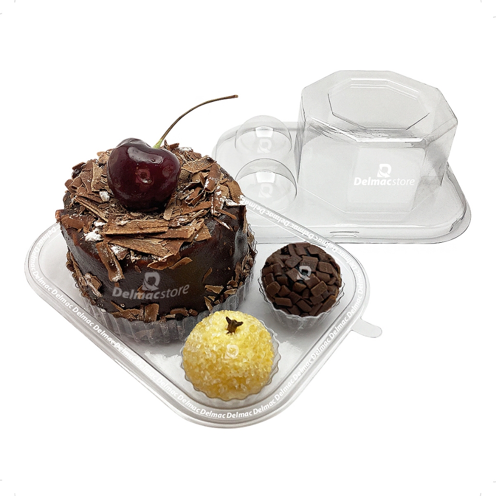 Embalagem Flip Festinha Cristal Mini Bolo Mini Cake Mini Panetone + 2 Docinhos