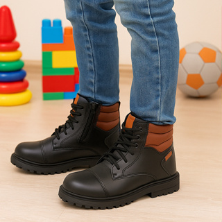 Coturno Infantil Bota Cano Médio Ajuste Em Cadarço E Zíper em Oferta na Shopee