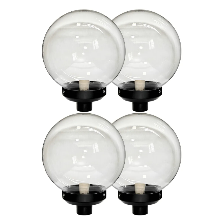 Globo 15x30 Acrílico Transparente Para Poste Com Base Preta - 4 Pcs