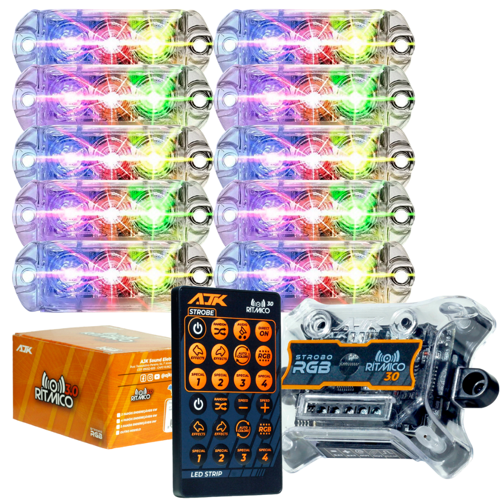 10 Strobo Ajk Led 6w Para Som Automotivo Ritmo Iluminação em Oferta na Shopee