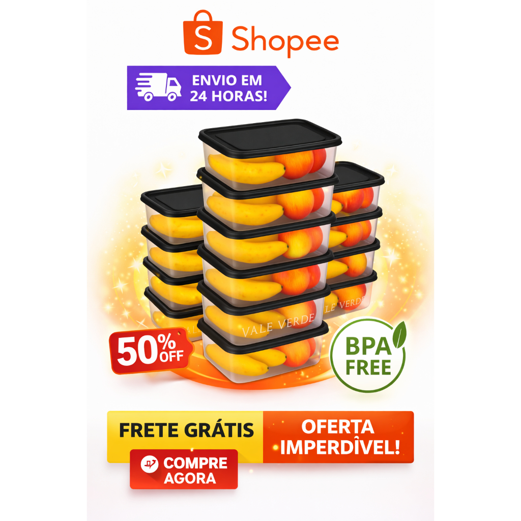 Kit 15 Potes 1 LITRO Transparentes LIVRE BPA Organizador de Alimentos Marmita Envio em 24 Horas em Oferta na Shopee