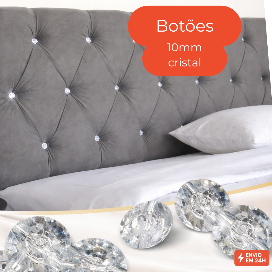 Botão Strass Cristal Rivoli Capitonê 10mm Moda Decoração Artesanato