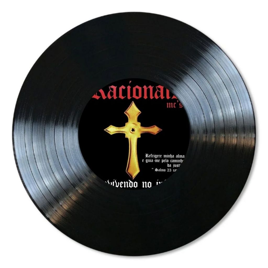 Disco de Vinil Decorativo Vintage Racionais MC’s – Arte no Disco + Fita Dupla Face 3M