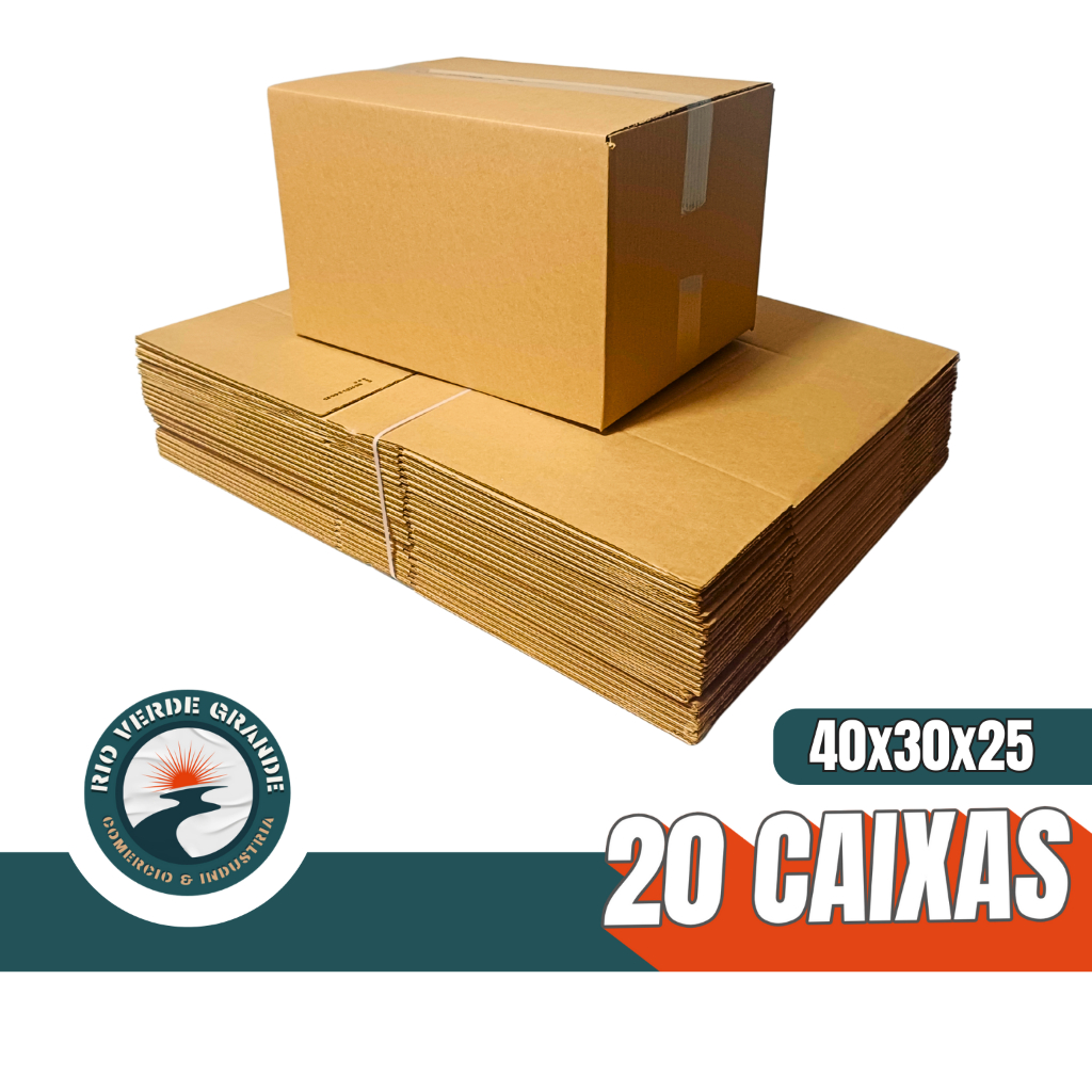20 CAIXAS DE PAPELÃO (40x30x25)cm NOVA, KRAFT. PARA MUDANÇA, E-COMMERCE, COMÉRCIO em Oferta na Shopee