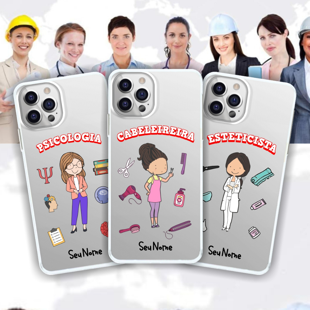 Capinha Profissões Psicologia Cabeleireira Professora Mulheres Profissão Capa de Celular