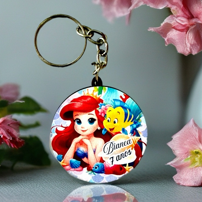 Kit Chaveiro ARIEL PERSONALIZADO ADESIVADO, para festa, decoração, aniversário, lembrancinhas em MDF
