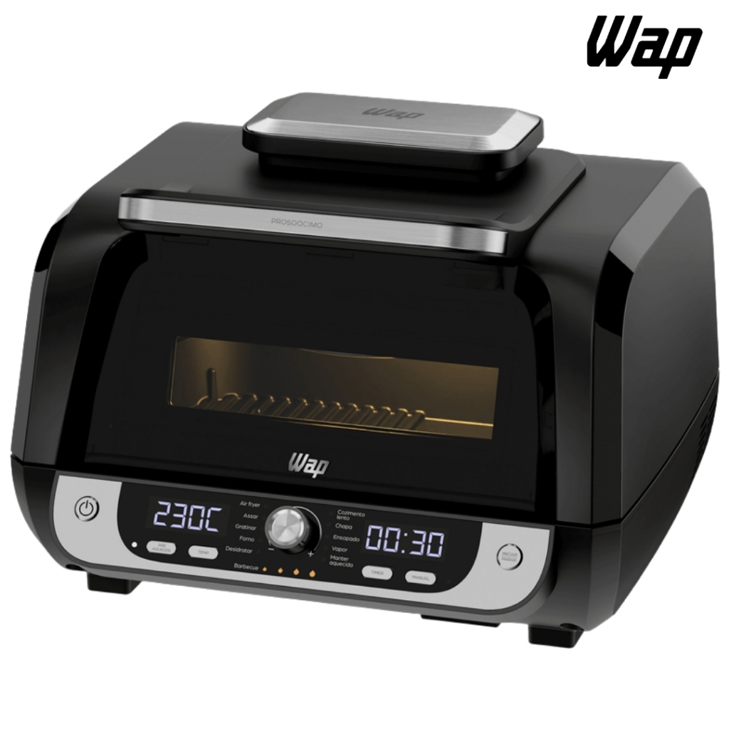 WAP Fritadeira Elétrica Air Fryer Barbecue Digital 12 em 1, 10 LT, 4 Níveis de Temperatura, Antiaderente, 1800W 220V