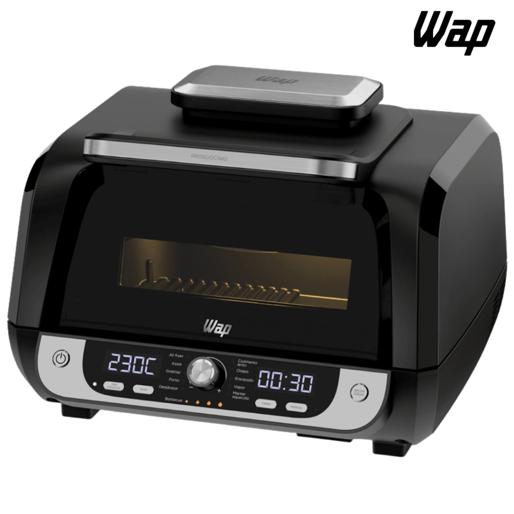 WAP Fritadeira Elétrica Air Fryer Barbecue Digital 12 em 1, 10 Litros, 4 Níveis de Temperatura, Antiaderente, 1800W 127V
