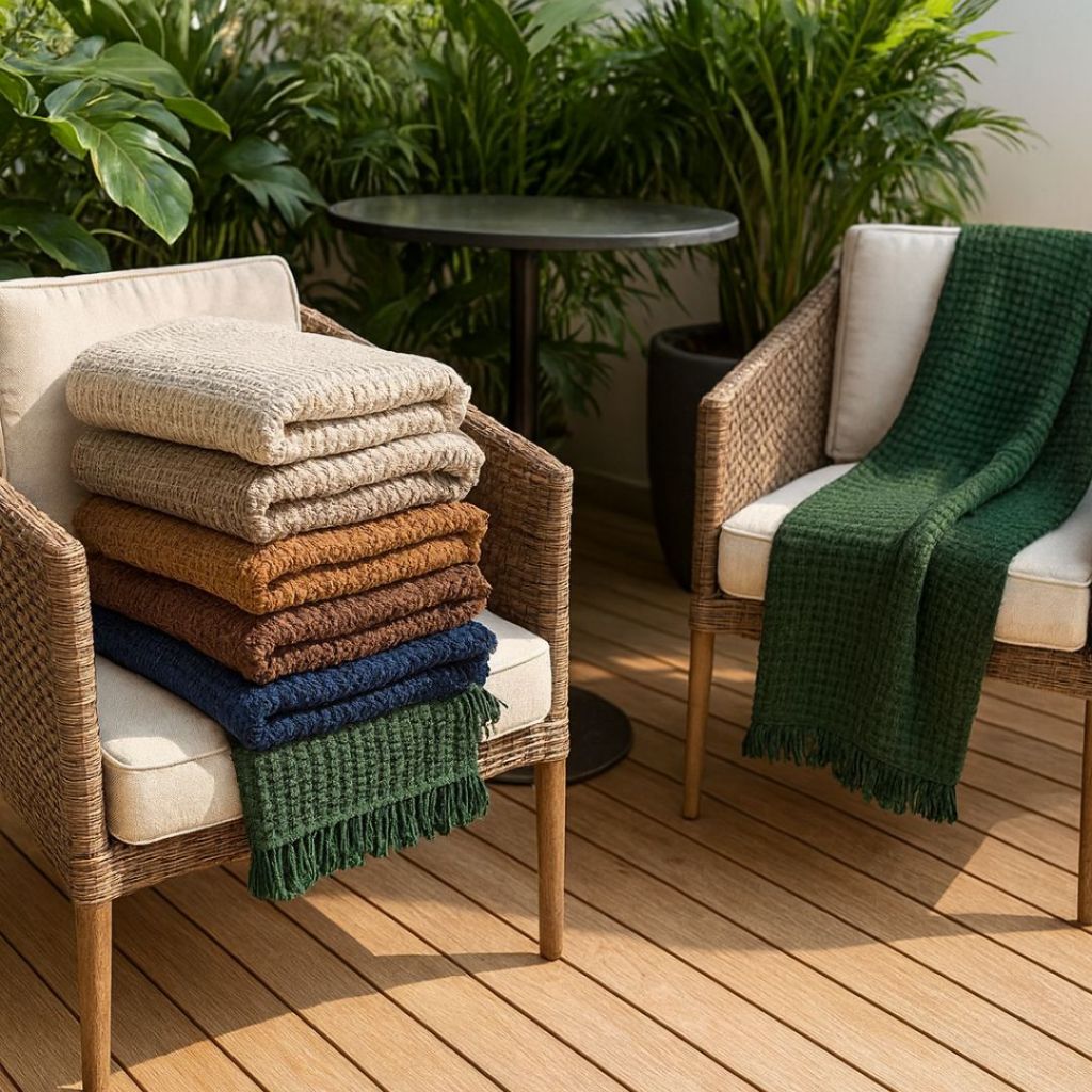 Manta Decorativa Boho em Algodão com Franjas – Grande 2,10×1,50m para Sofá ou Cama