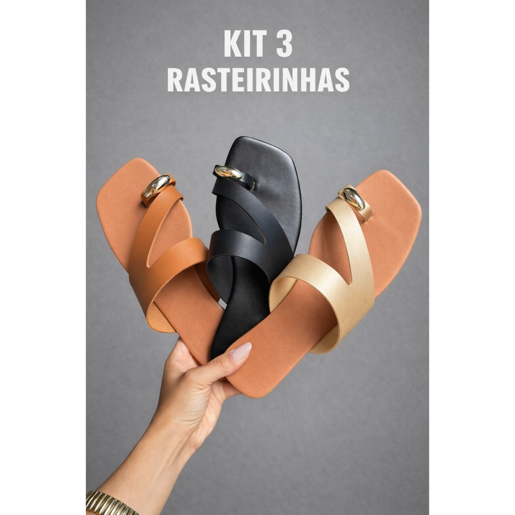 Rasteirinhas Feminina Sandália Dia a Dia Chinelo Flat Verão Moderno Estilos Metal Dourado em Oferta na Shopee