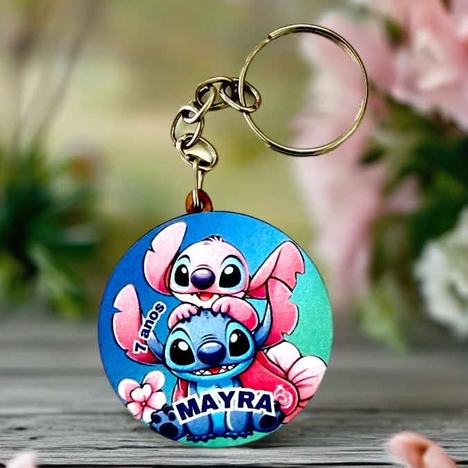 Kit Chaveiro STITCH - ANGEL ADESIVADO PERSONALIZADO, para aniversário, festa, lembrancinhas MDF