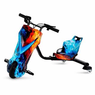 Carro de deriva grande com guiador de freio, guiador contínuo, triciclo elétrico LED Blue…