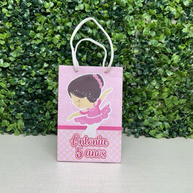 Sacolinha Bailarina - bailarina cute rosa- PEGUE E MONTE - Personalizados - Lembrancinhas - kit festa