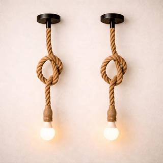 Kit 2 Pendente Corda Sisal 1 Metro 110v 220v Com 2 Lâmpadas Bulbo Led 9w 3000k Branco Quente Bivolt em Oferta na Shopee