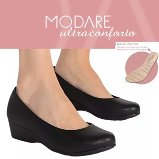 Sapato Feminino Modare Anabela UltraConforto Macio Trabalho Preto Ortopédico Joanete Esporão Básico em Oferta na Shopee