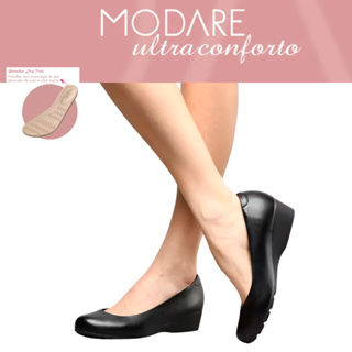 Sapato Feminino Modare UltraConforto Anabela Macio Trabalho Preto Ortopédico Joanete Original em Oferta na Shopee