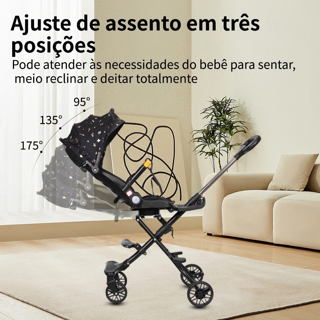 Carrinho De Bebê Leve, Dobrável E Compacto, Com Toldo E Proteção Solar, Adequado Para Crianças De 1 a 6 Anos.