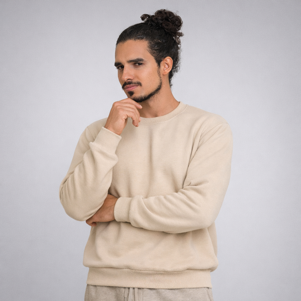 Moletom Gola Redonda Blusa De Frio Básico Careca Casaco Feminino Masculino Flanelado Liso Algodão