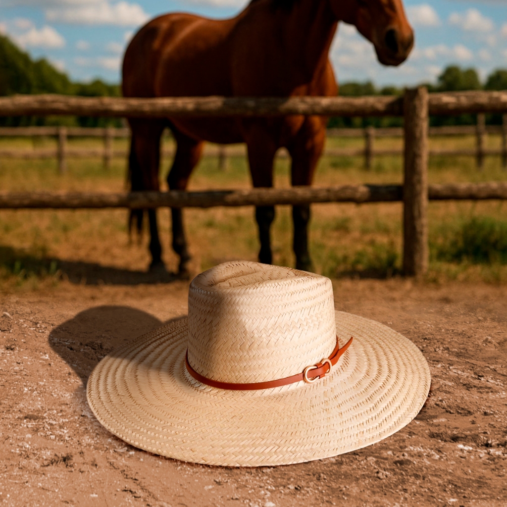 Chapéu Faixa Couro Artesanal Palha Carnaúba Sertanejo Rodeio Moda Viola Sitio Roça Country Moderno
