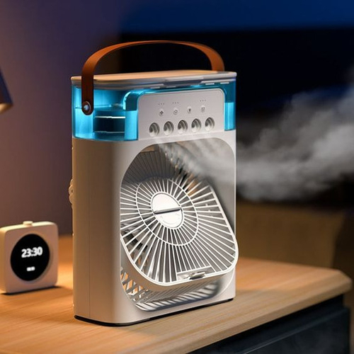Ventilador Portátil Com Iluminação Umidificador Climatizador Mini Ar Condicionado Pás Diâmetro 25''