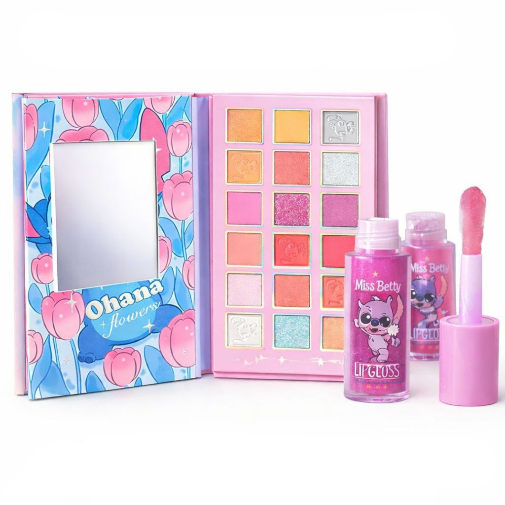 Kit Stitch Maquiagem Lip Gloss Infantil Paleta De Sombras Presente Criança Menina Aniversario em Oferta na Shopee