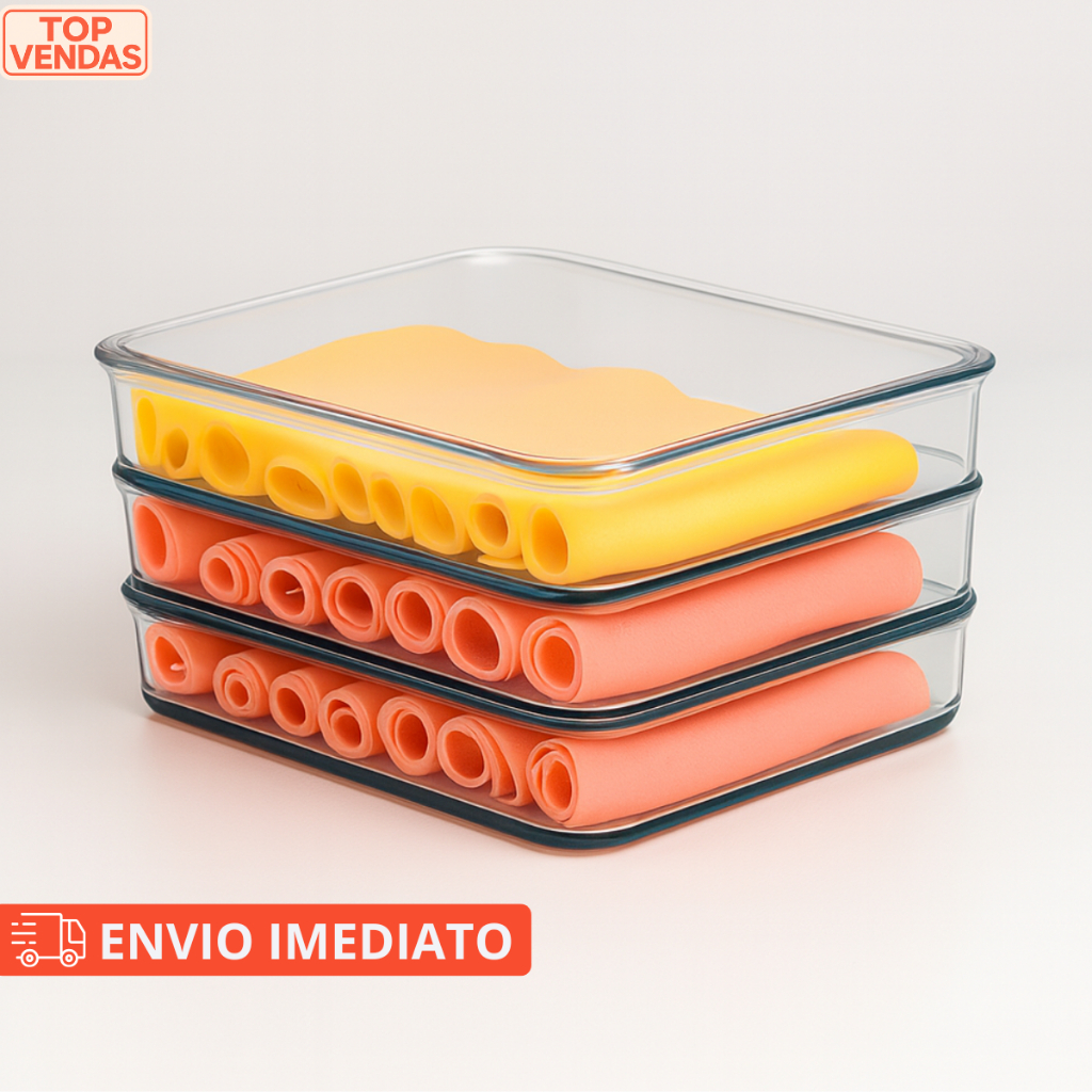 Porta Frios Empilhável Pote Mantimentos Hermético Com Tampa Kit Acrílico Resistente Único Duplo Triplo Presunto Queijo