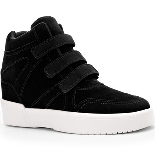 Tênis Feminino Lumiss Sneaker Cano Alto Salto Confortável Tiras Velcro