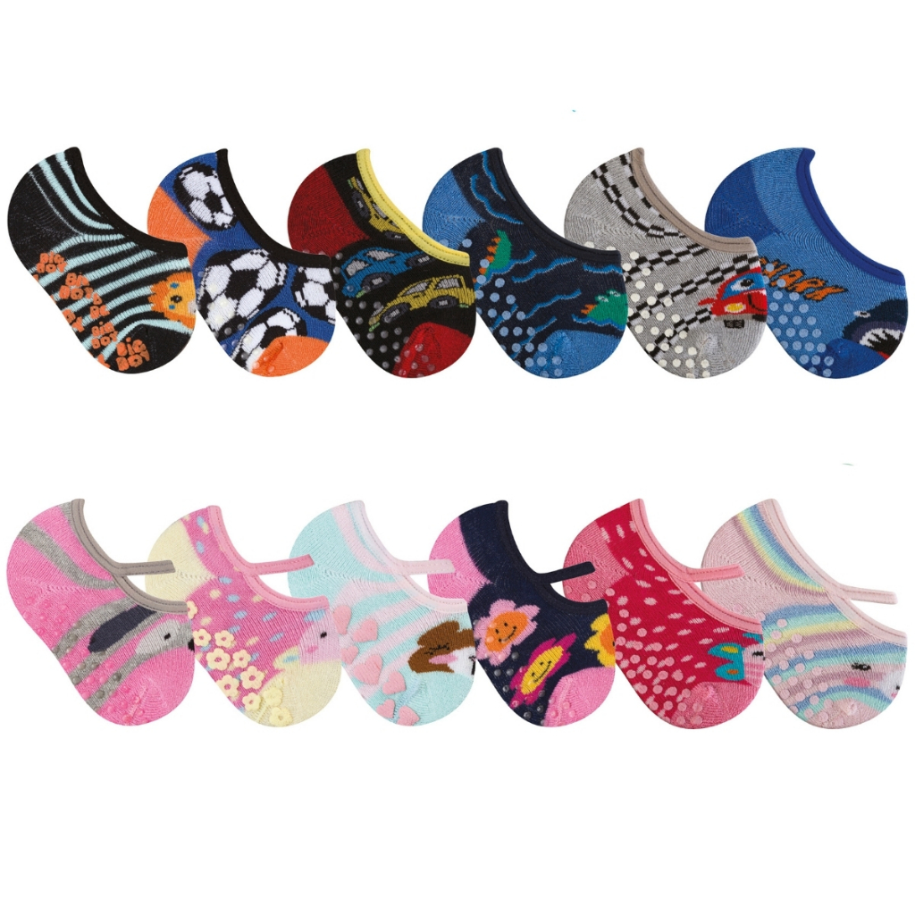 Kit 6 Pares Meia Sapatilha Antiderrapante Bebê Maternidade Enxoval Primeiros Passos